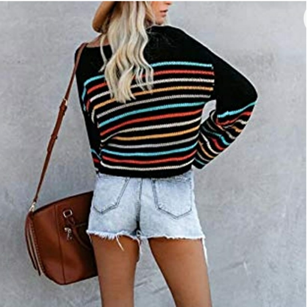Striped Knit Pullover Sweater - Medium - Picture 2 of 6
